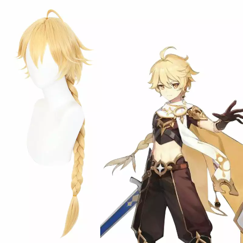 Cosplay Anime Cosplay Wig - Genshin Impact Traveler Aether 4 Cosplay Anime Cosplay Wig - Genshin Impact Traveler Aether - Billede 2