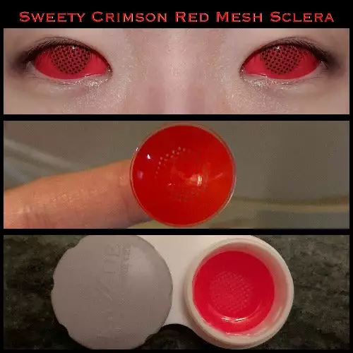 Lille Skat Sweety Crimson Red Mesh Sclera-kontakter 4 Lille Skat Sweety Crimson Red Mesh Sclera-kontakter - Billede 2